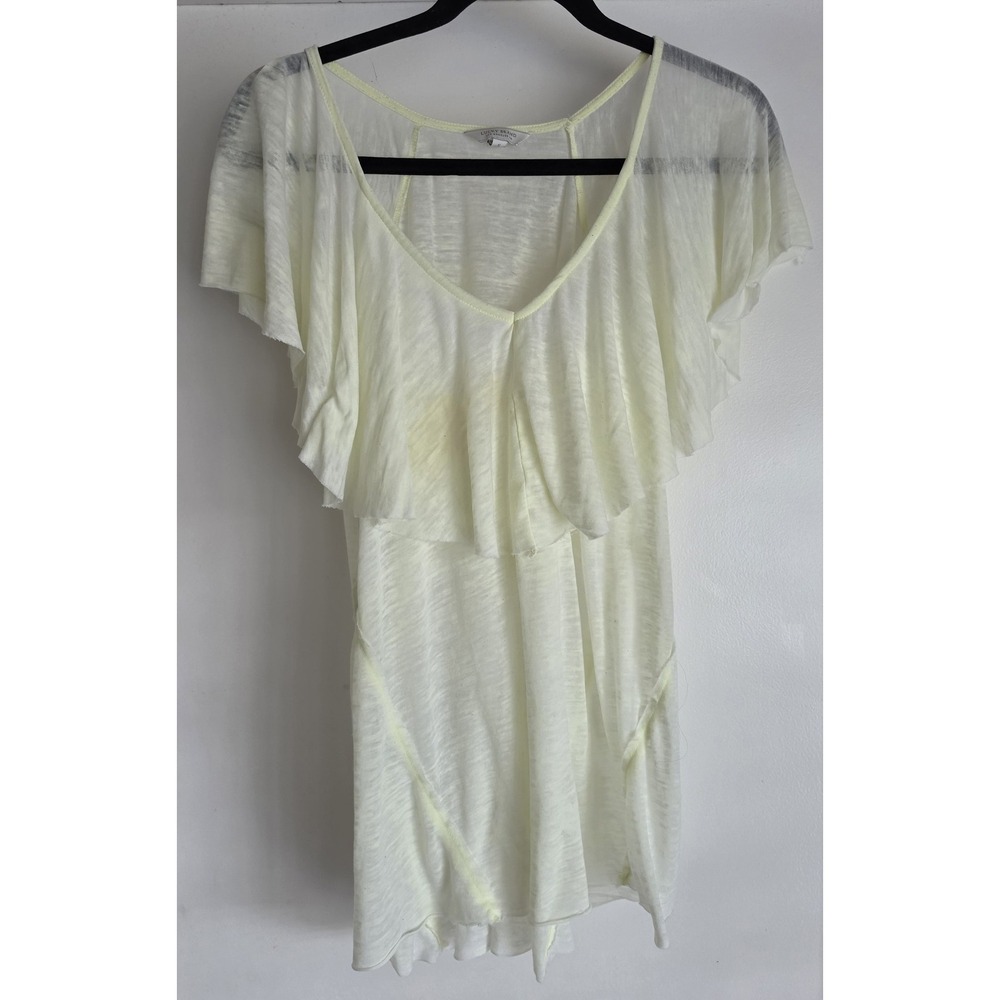 Lucky Brand Women S Sleeveless V-Neck T-Shirt Yellow Solid Tank Top